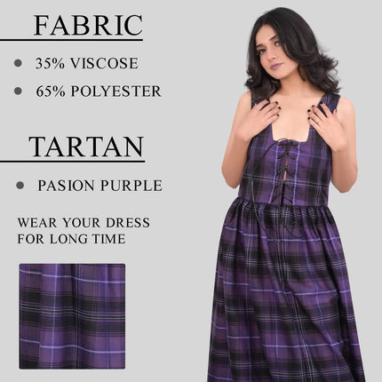 Women's Scottish Highland Dress - Long Tartan Dress | Passion of Scotland Purple