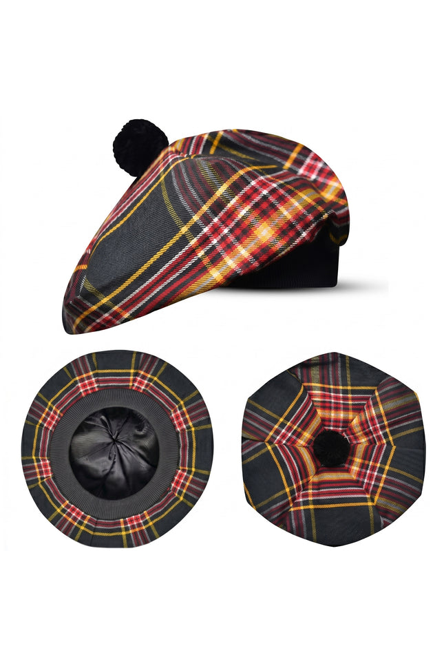 Tam O'Shanter Hat with Pompom | Firefighter Tartan
