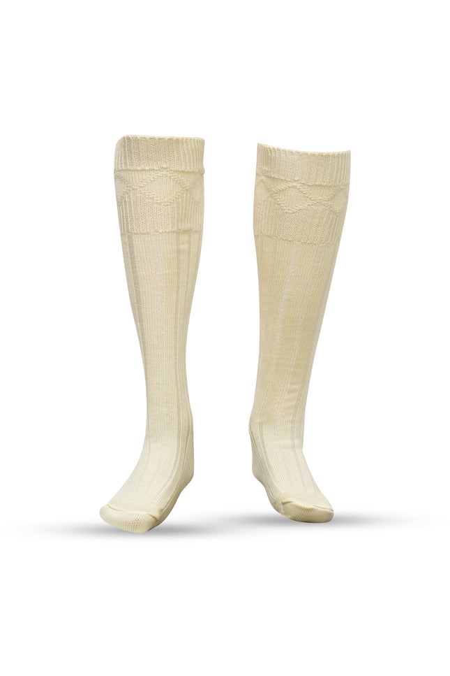 Comfortable Wool Blend Cream Kilt Hose | High-Quality Kilt Socks