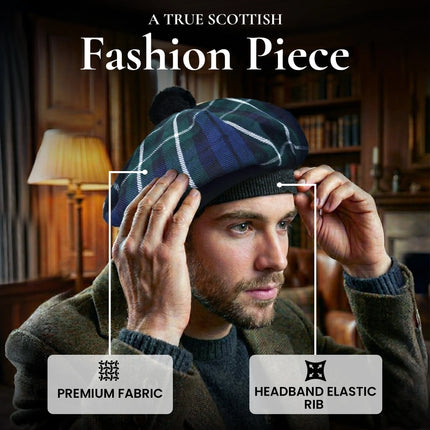 Tam O'Shanter Hat with Pompom | Graham Modern Tartan