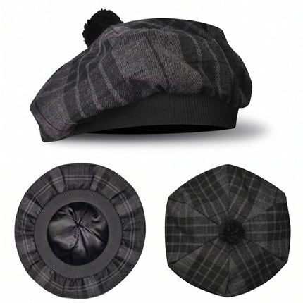 Tam O'Shanter Hat with Pompom | Gray Watch Tartan