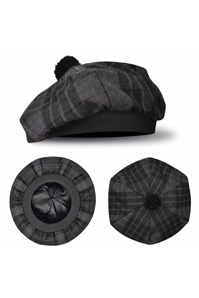 Tam O'Shanter Hat with Pompom | Gray Watch Tartan