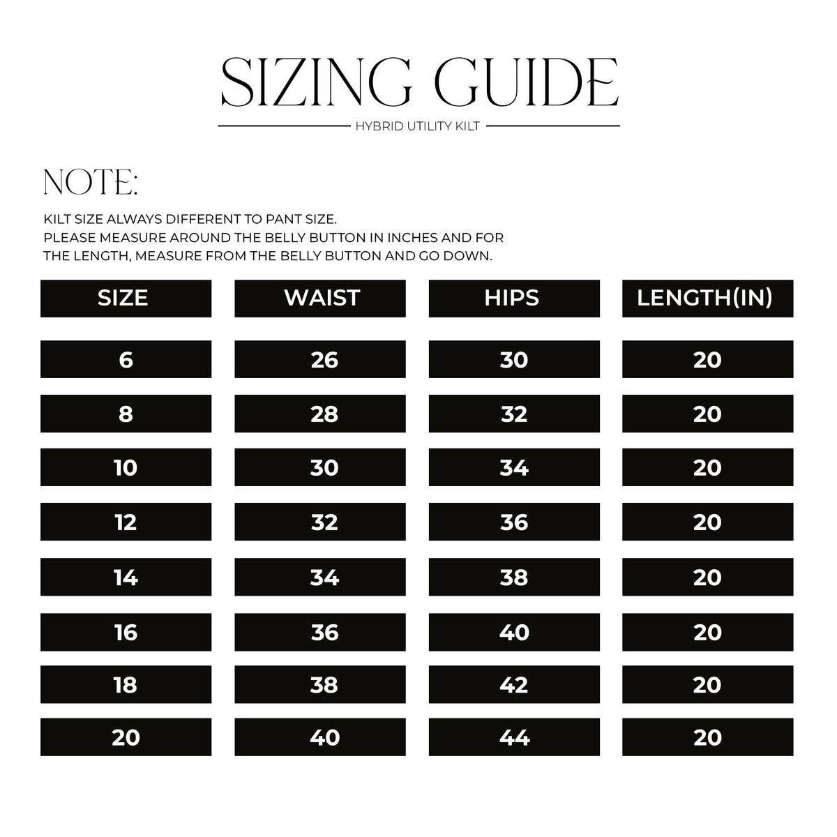 Size chart