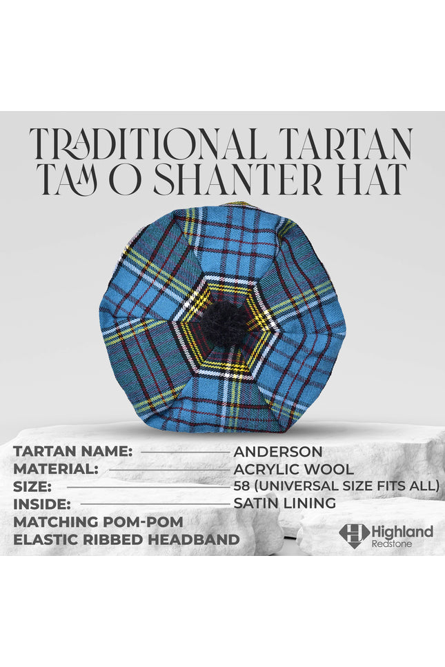 Tam O'Shanter Hat with Pompom | Anderson Tartan