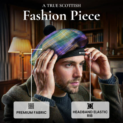 Tam O'Shanter Hat with Pompom | Isle of Skye Tartan