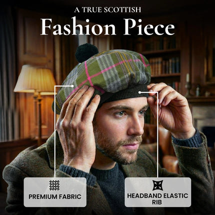 Tam O'Shanter Hat with Pompom | Kennedy Weathered Tartan