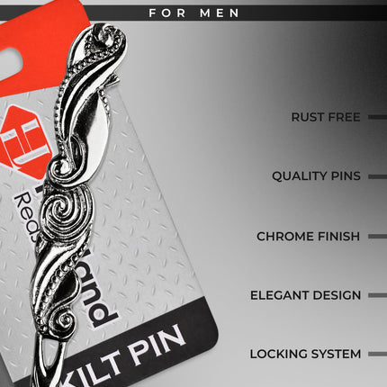 Scottish Kilt Pin for men | Swirl Pewter Chrome