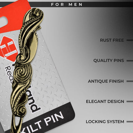 Scottish Kilt Pin for men | Swirl Pewter Antique