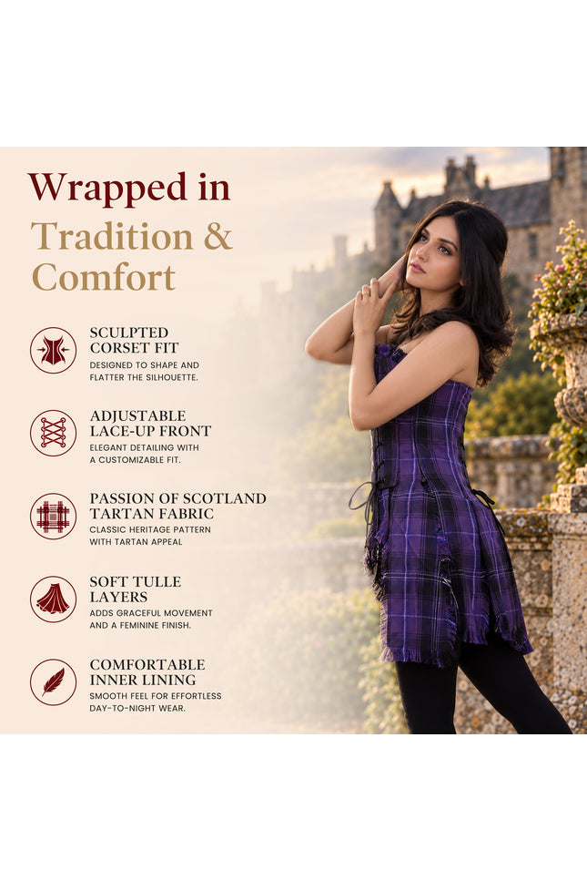 Bella Tartan Corset (Passion Of Scotland Purple)