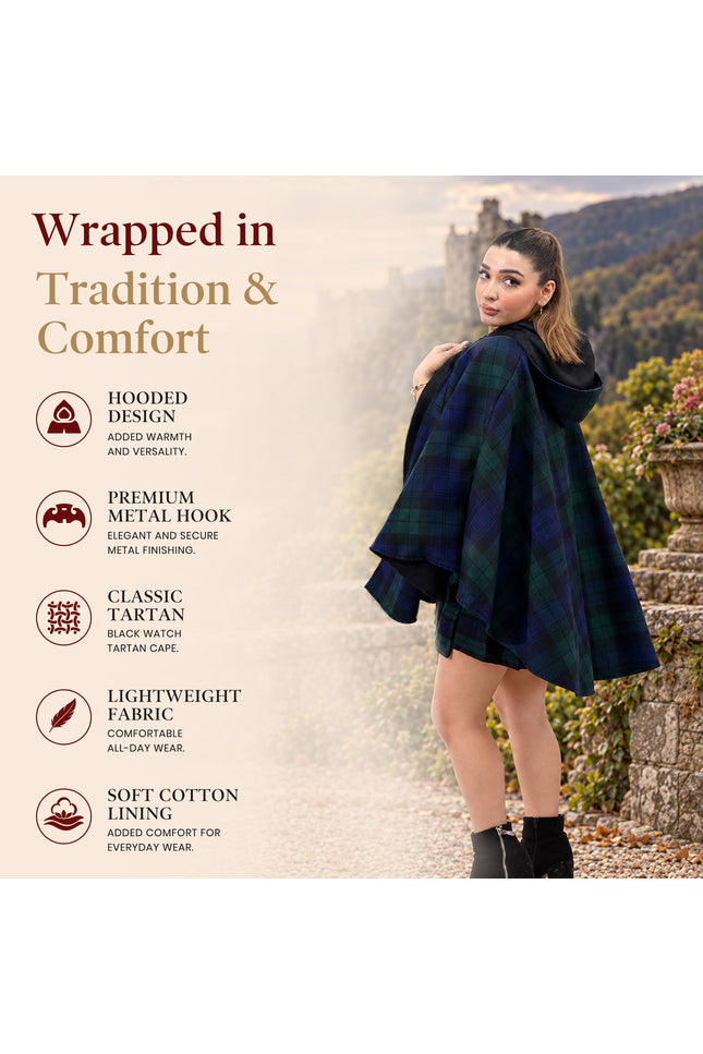 Women Tartan Cape - Black Watch