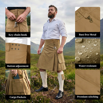 Phantom Modern Utility Kilt | Khaki