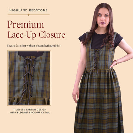 Women's Scottish Highland Dress - Long Tartan Dress | Black Watch Weathered