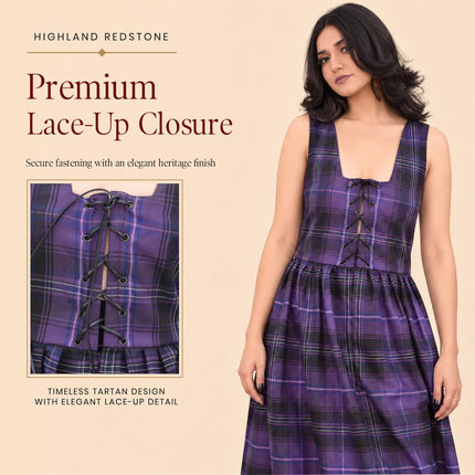 Women's Scottish Highland Dress - Long Tartan Dress | Passion of Scotland Purple