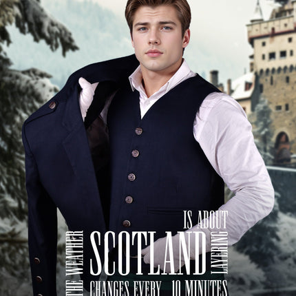 Navy Blue Crail Jacket & Vest  -  Italian Tweed Wool | Scottish Formalwear