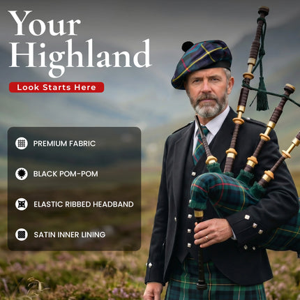 Tam O'Shanter Hat with Pompom | MacLeod of Harris Tartan