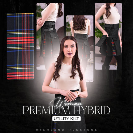 Women's Hybrid Utility Kilt | Black Stewart Tartan | Big & Tall