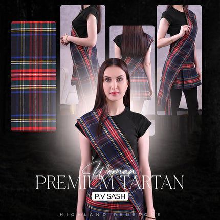 Women's Sash | Black Stewart Tartan