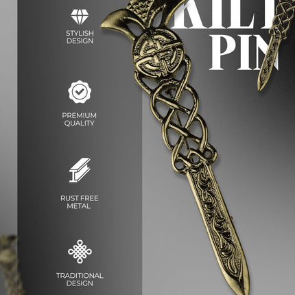 Scottish Kilt Pin for men | Gaelic Pewter Antique