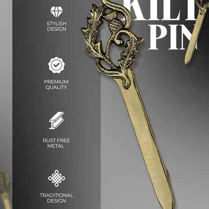 Scottish Kilt Pin for men | Thistle Sword Pewter Antique