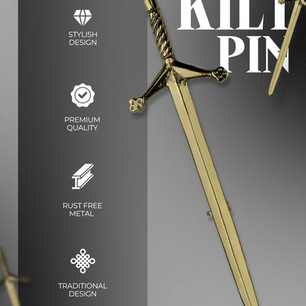 Scottish Kilt Pin for men | Pewter Sword Antique