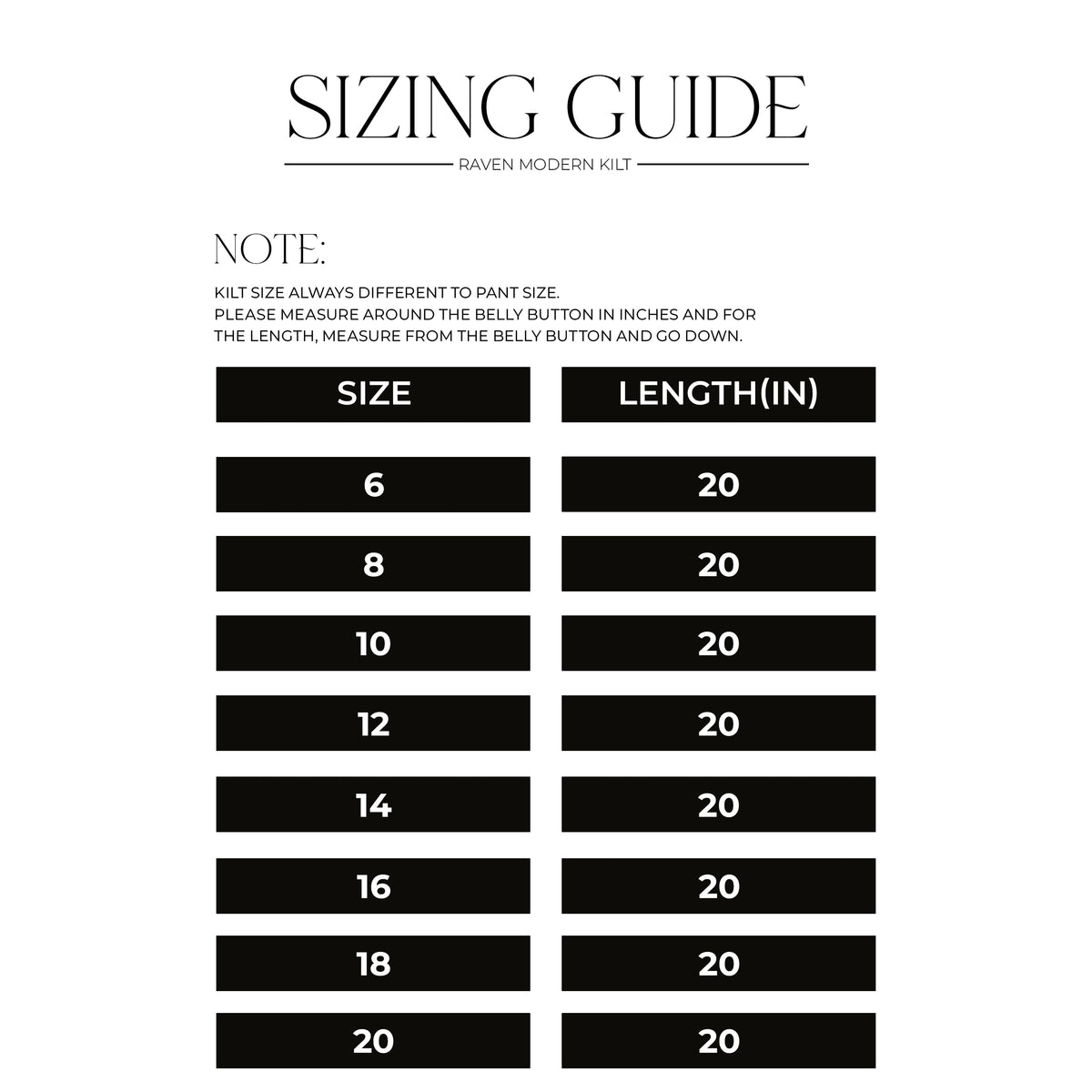 Size chart