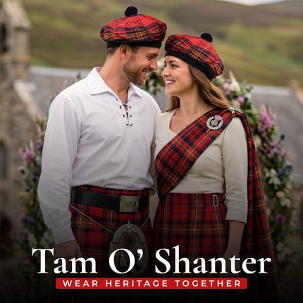Tam O'Shanter Hat with Pompom | Red Leslie Tartan