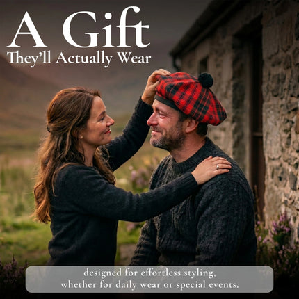 Tam O'Shanter Hat with Pompom | Red Ross Tartan