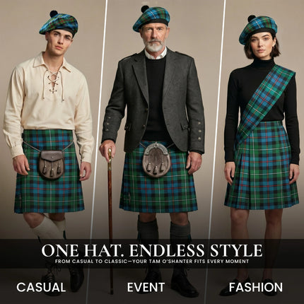 Tam O'Shanter Hat with Pompom | Robertson Hunting Tartan