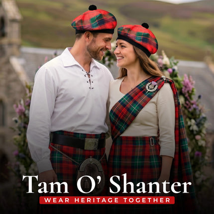 Tam O'Shanter Hat with Pompom | Robertson Red Tartan