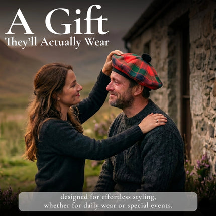 Tam O'Shanter Hat with Pompom | Robertson Red Tartan