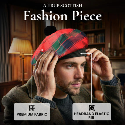 Tam O'Shanter Hat with Pompom | Robertson Red Tartan