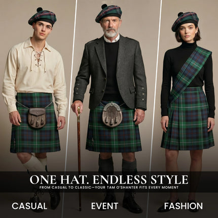 Tam O'Shanter Hat with Pompom | Scottish National Tartan