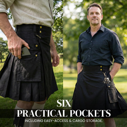 Phantom Modern Utility Kilt | Black