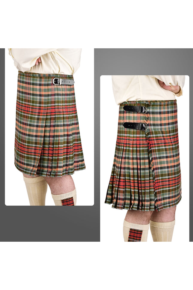 Kilt for Men I Gordon Weathered Red Tartan Kilt Polyviscose 8 Yard Traditional Men Kilt | Big & Tall