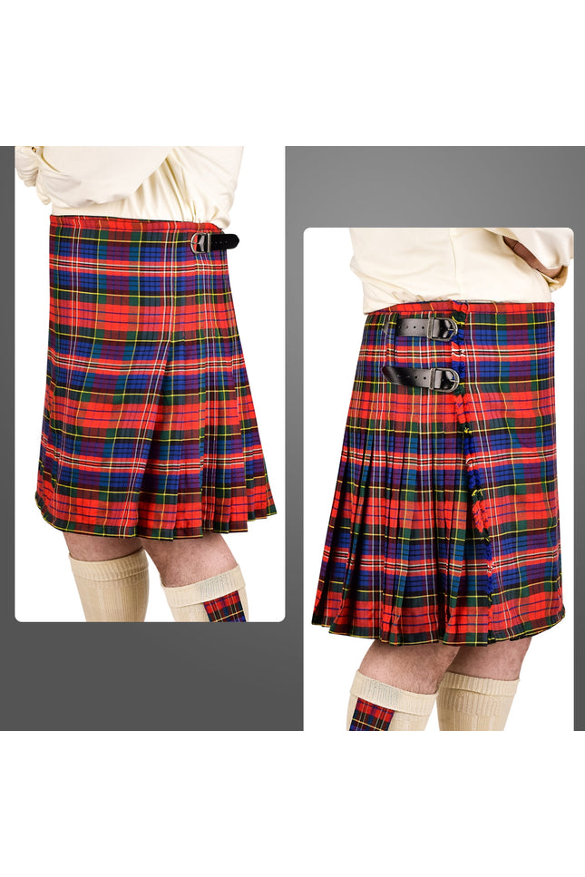 Kilt for Men I Macpherson Red Tartan Kilt Polyviscose 8 Yard Traditional Men Kilt | Big & Tall