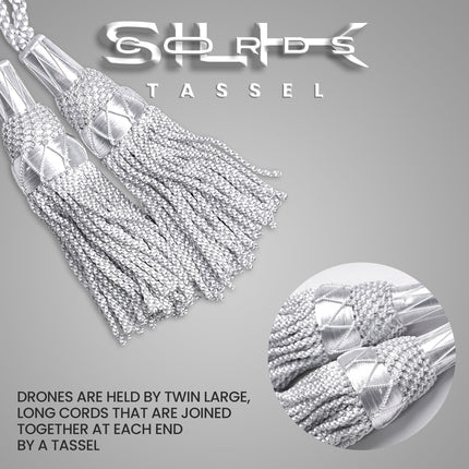 Highland Redstone Bagpipe Silk Cord | Silver
