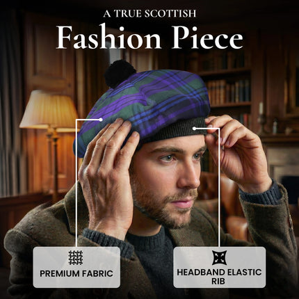 Tam O'Shanter Hat with Pompom | Spirit of Scotland Tartan