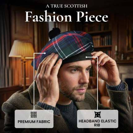 Tam O'Shanter Hat with Pompom | Sutherland Tartan