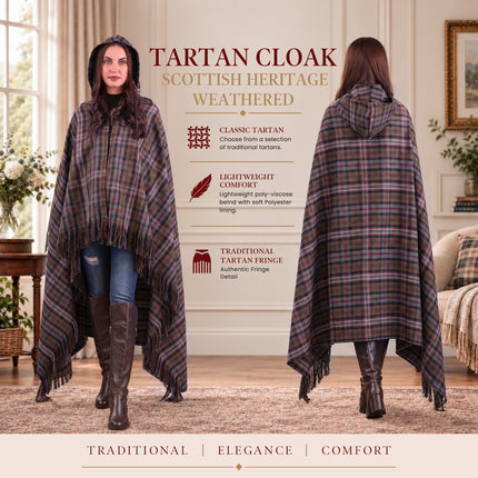 Women Tartan Cloak - Scottish Heritage Weathered
