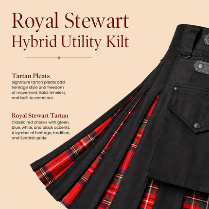 Royal Stewart Hybrid Utility Kilt for Men  - Traditional Style with Modern Functionality