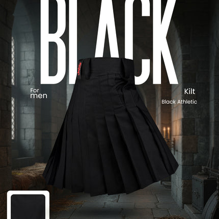 CoreStone Athletic Kilt - Black | Sports kilt For Men