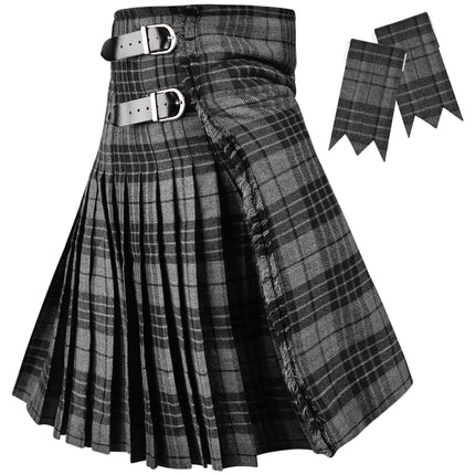 Kilt for Men I Grey Watch Tartan Kilt Polyviscose 8 Yard Traditional Men Kilt