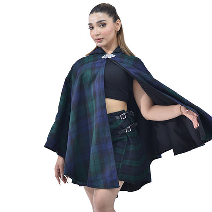 Women Tartan Cape - Black Watch
