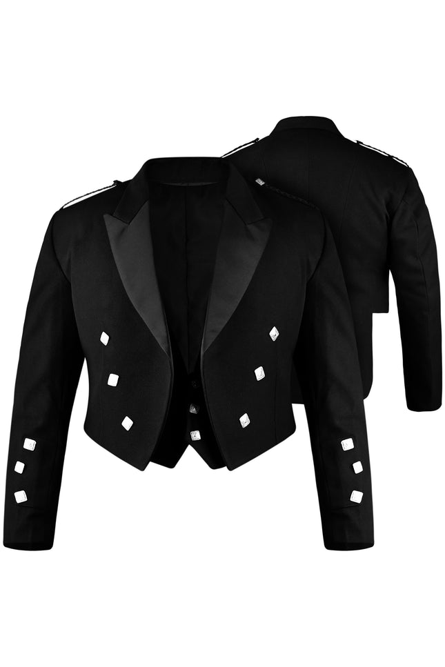Black Prince Charlie Jacket & Vest -  Traditional Elegance with Modern Craftsmanship