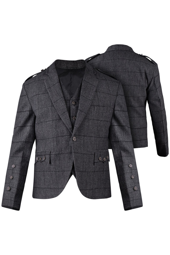 Charcoal Grey Crail Jacket & Vest  -  Italian Tweed Wool | Scottish Formalwear