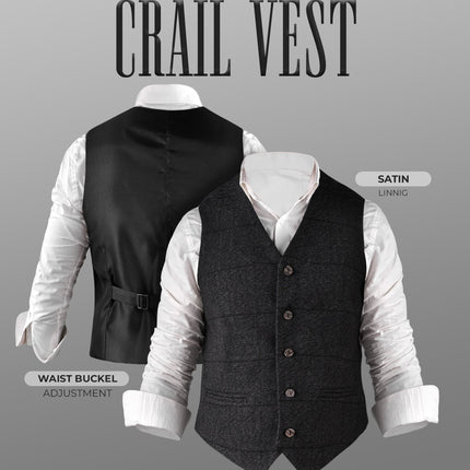 Charcoal Grey Crail Jacket and Vest - Self Check  -  Italian Tweed Wool | Scottish Formalwear