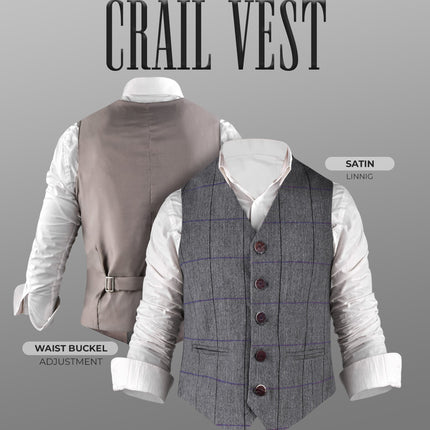 Bold Grey Crail Vest - Red Check