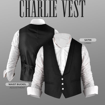 Black Prince Charlie Jacket & Vest -  Traditional Elegance with Modern Craftsmanship