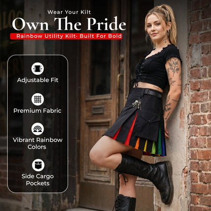 Women's Hybrid Utility Kilt | Rainbow Pride Kilt