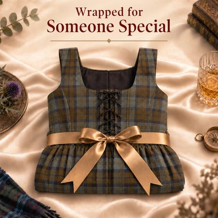 Women's Scottish Highland Dress - Long Tartan Dress | Black Watch Weathered